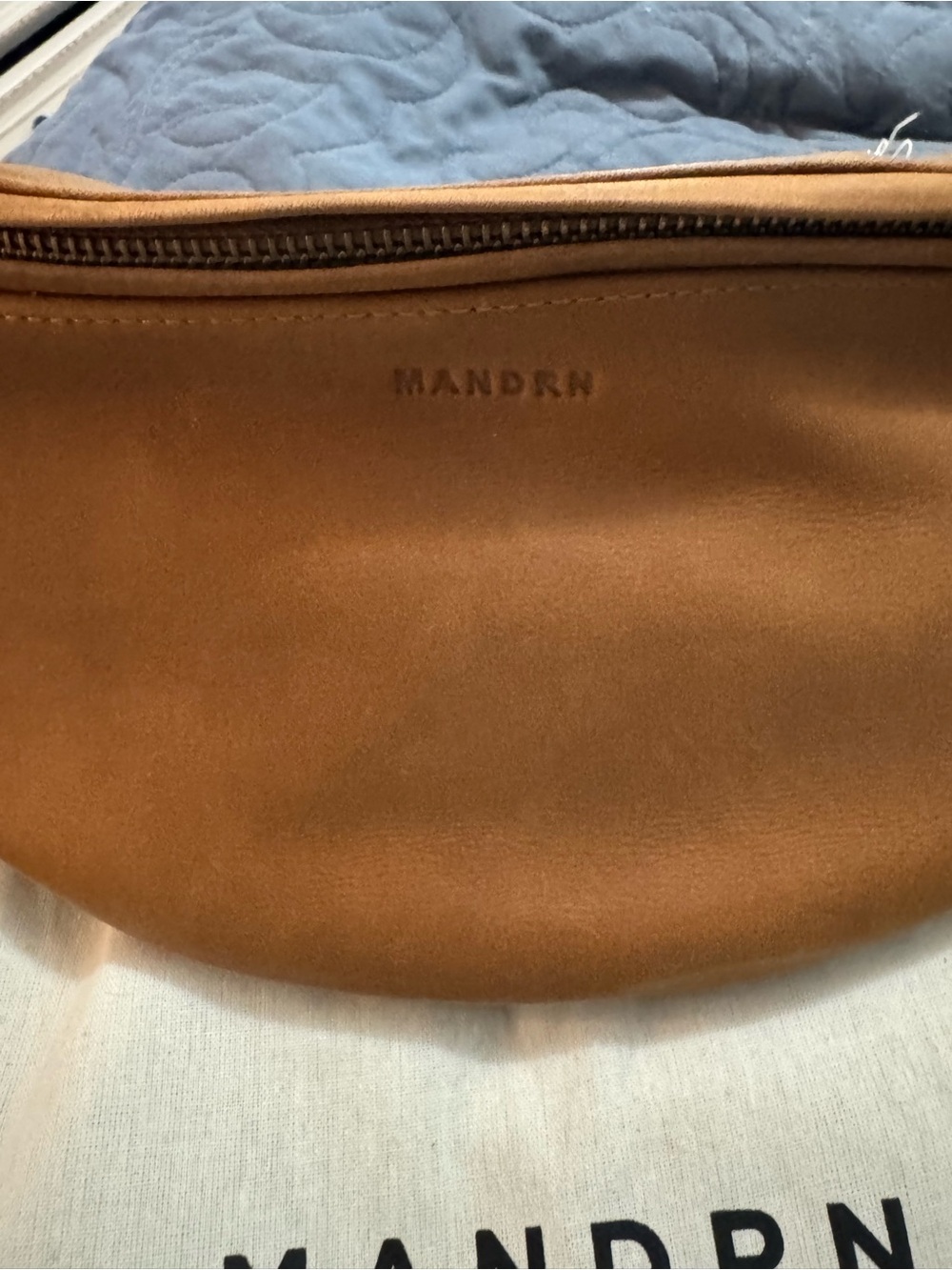 MANDRN Tan Leather Crossbody Belt Bag - Picture 2 of 3